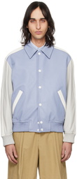 Solid Homme Blue Paneled Leather Jacket