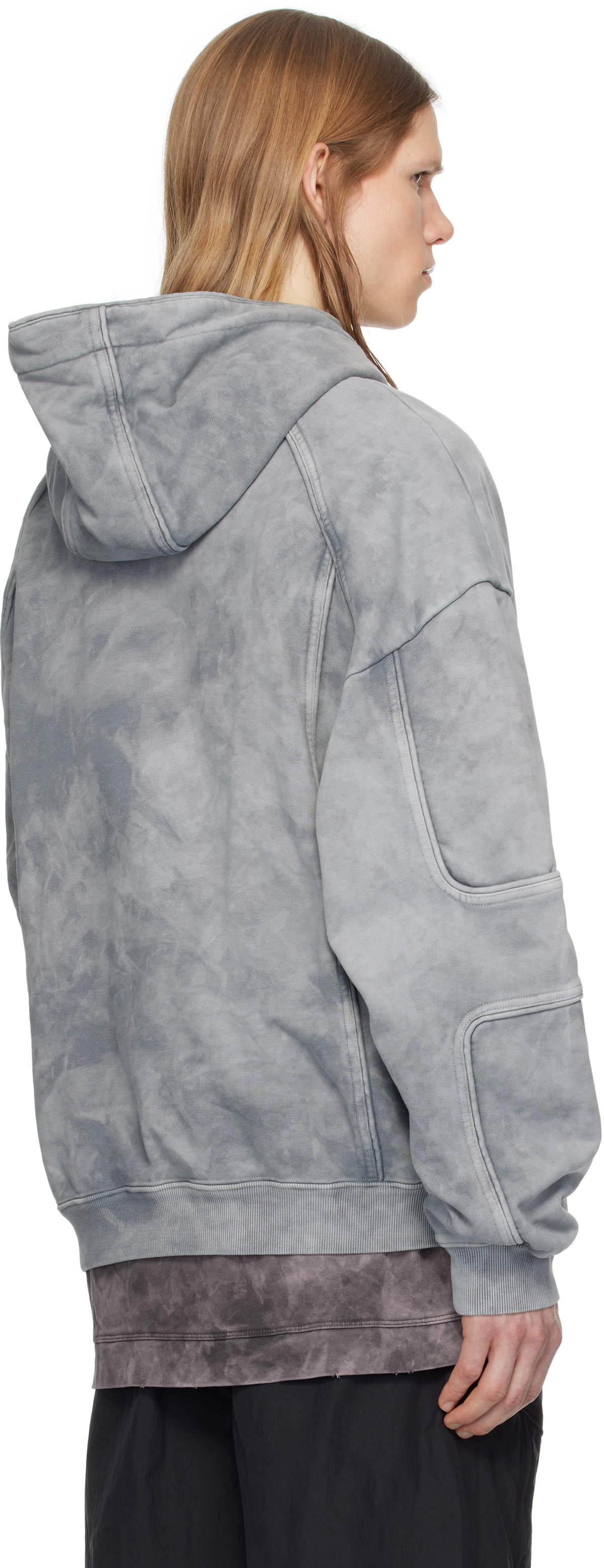 Juun.J Gray Racer Patched Dyed Hoodie Juun.J