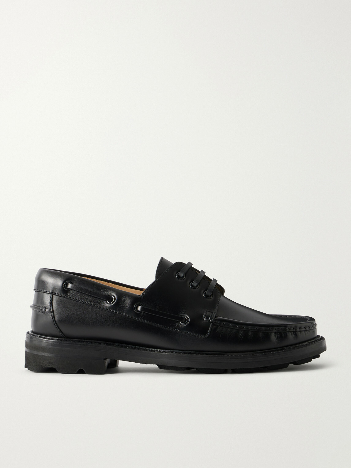 Brioni - Leather Boat Shoes - Black