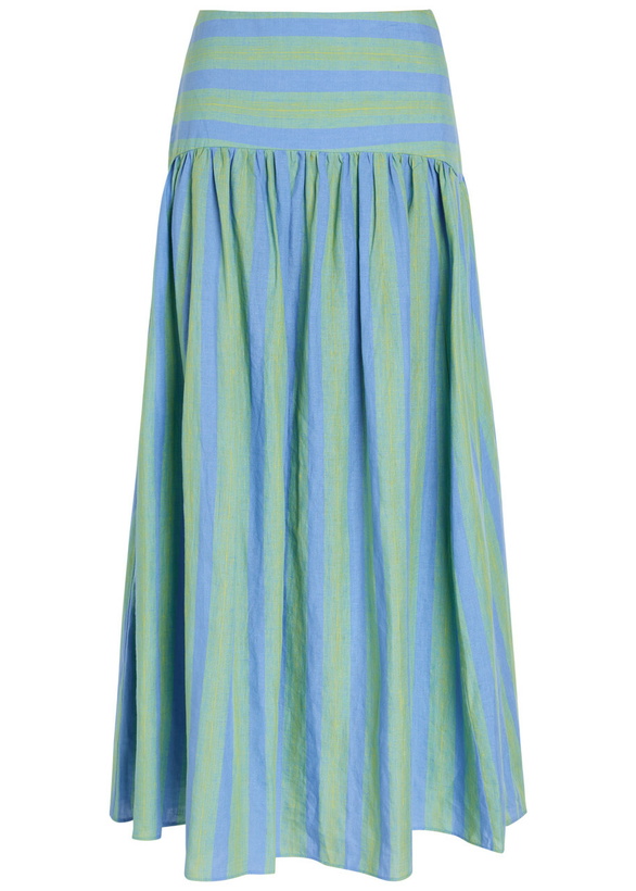 Photo: Staud Procida Striped Linen Maxi Skirt Light Blue