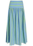 Staud Procida Striped Linen Maxi Skirt Light Blue