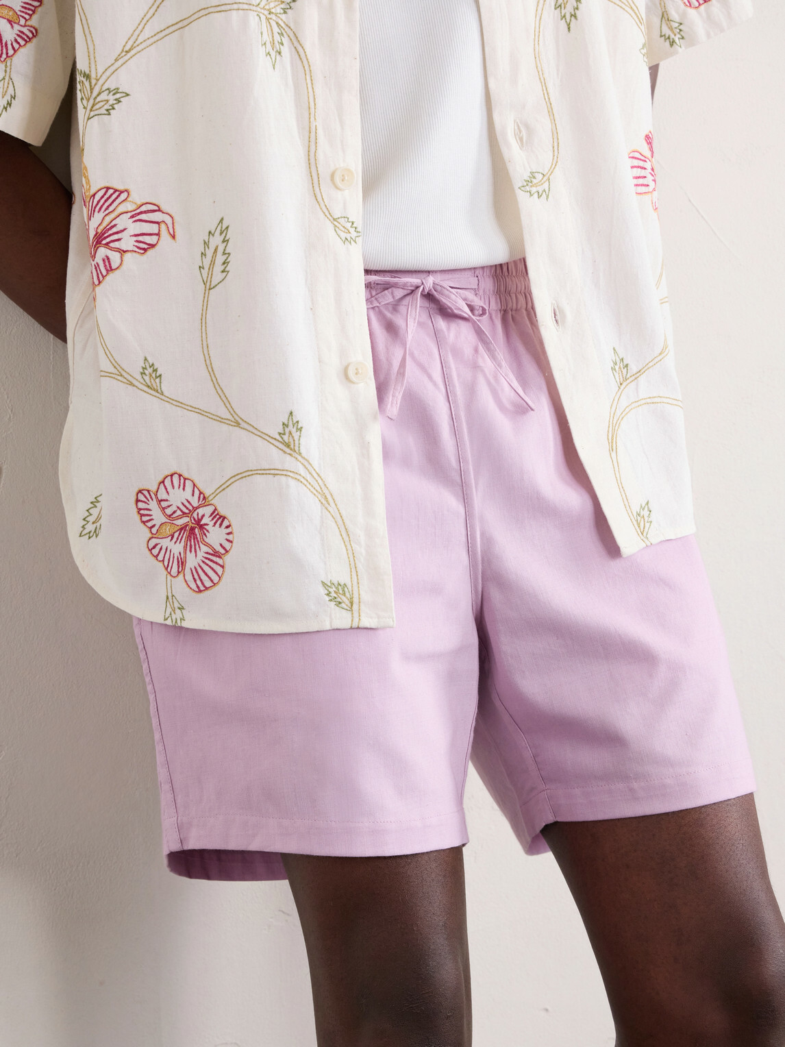 Kardo - Olbia Straight-Leg Cotton Drawstring Shorts - Pink