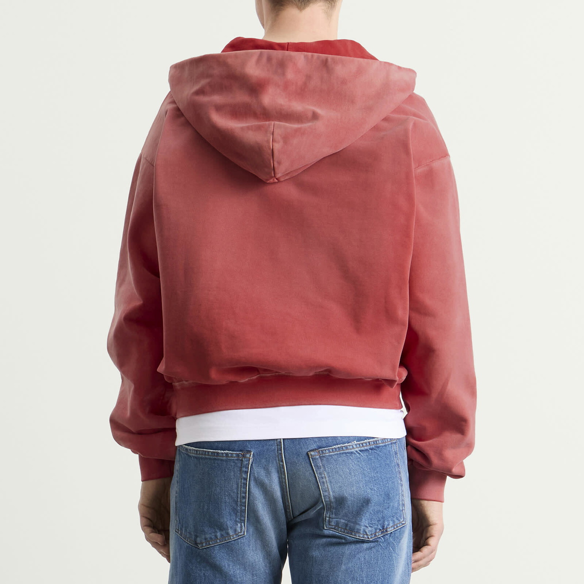 Maison Margiela Men's Vintage Washed Shrunked Hoodie in Vintage Red