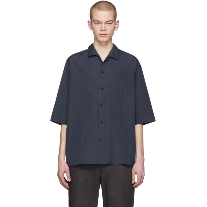 Lemaire Blue Convertible Collar Shirt Lemaire