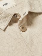 Folk - Assembly Crinkled Linen and Cotton-Blend Canvas Overshirt - Neutrals