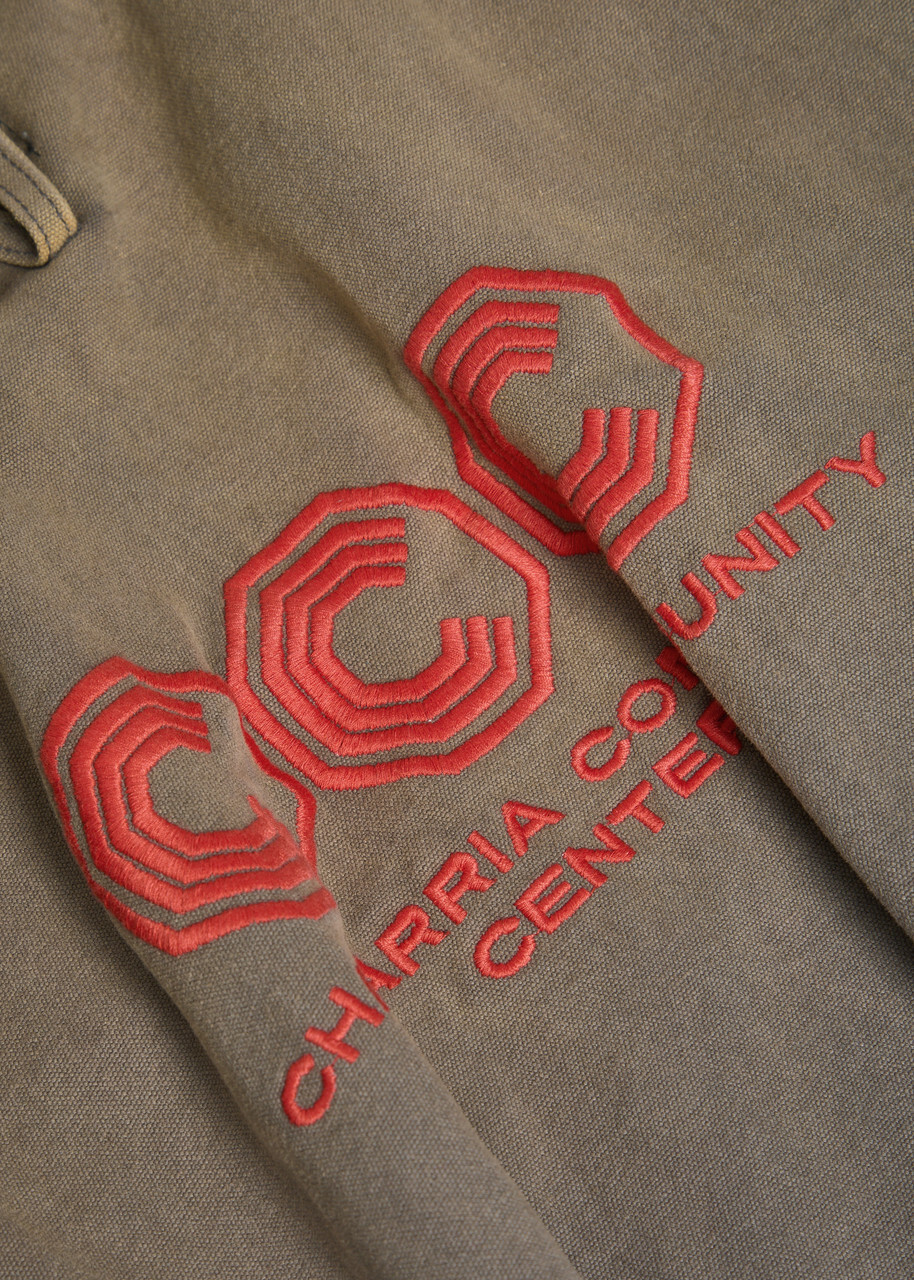 Willy Chavarria Juggernaut Hooded Embroidered Canvas Jacket Grey