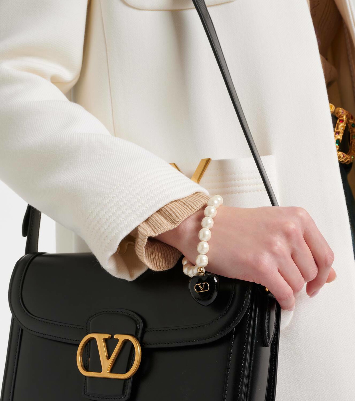 Valentino VLogo faux pearl bracelet