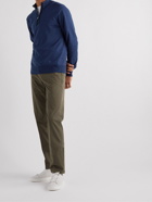 Canali - Suede-Trimmed Cotton Half-Zip Sweater - Blue