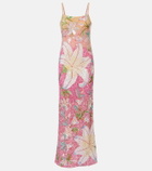 Là Fuori Floral sequined gown