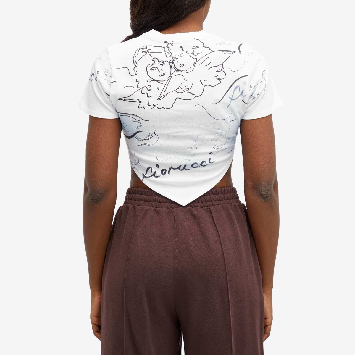 Fiorucci Women's Sketch Angel Hankerchief Top in White
