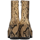 Dries Van Noten Beige Snake Platform Zip-Up Boots