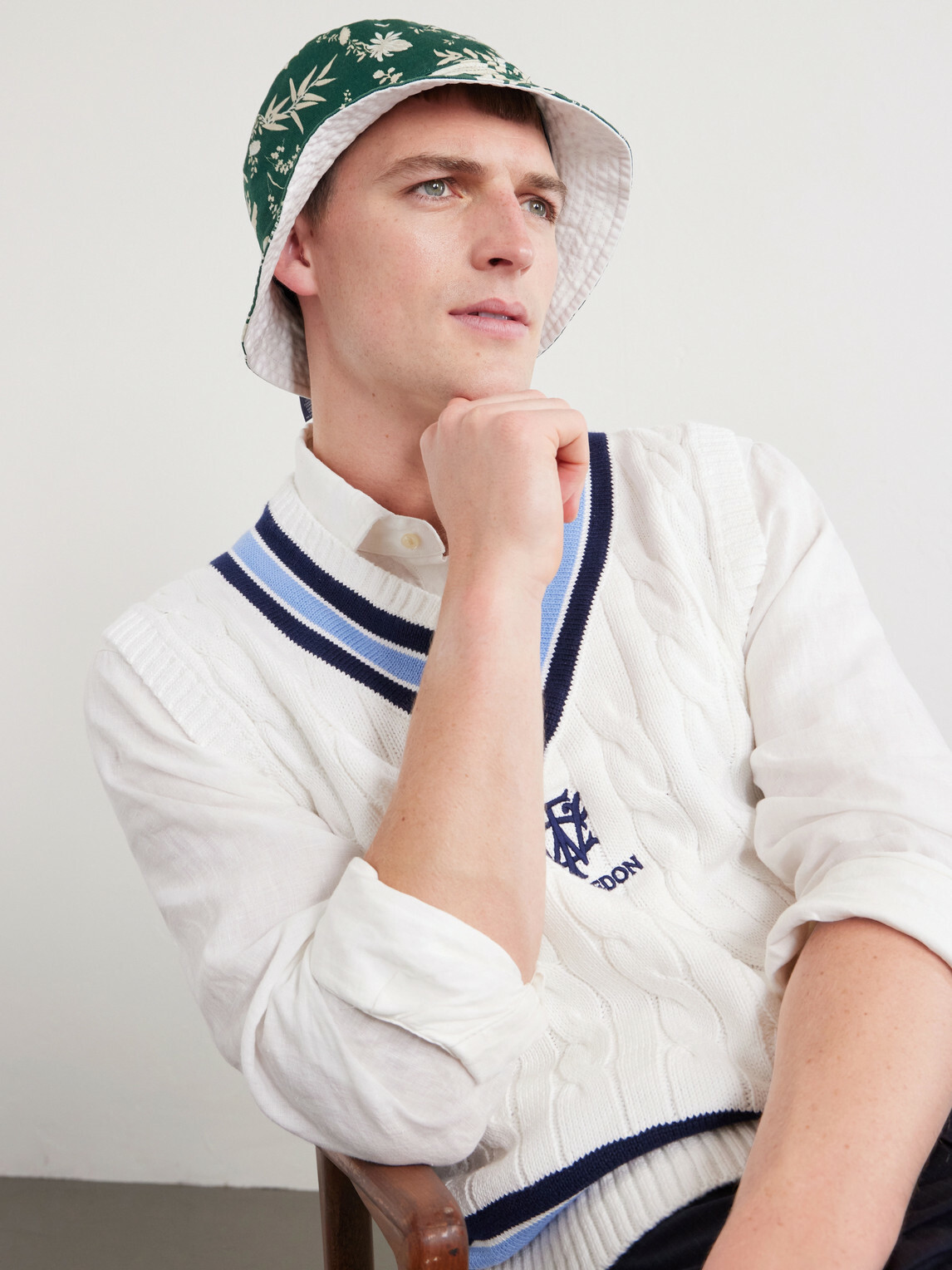 Polo Ralph Lauren - Wimbledon Logo-Embroidered Reversible Cotton-Twill Bucket Hat - White