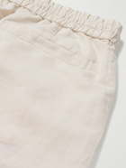 Brunello Cucinelli - Slim-Fit Tapered Linen and Cotton-Blend Drawstring Trousers - Neutrals