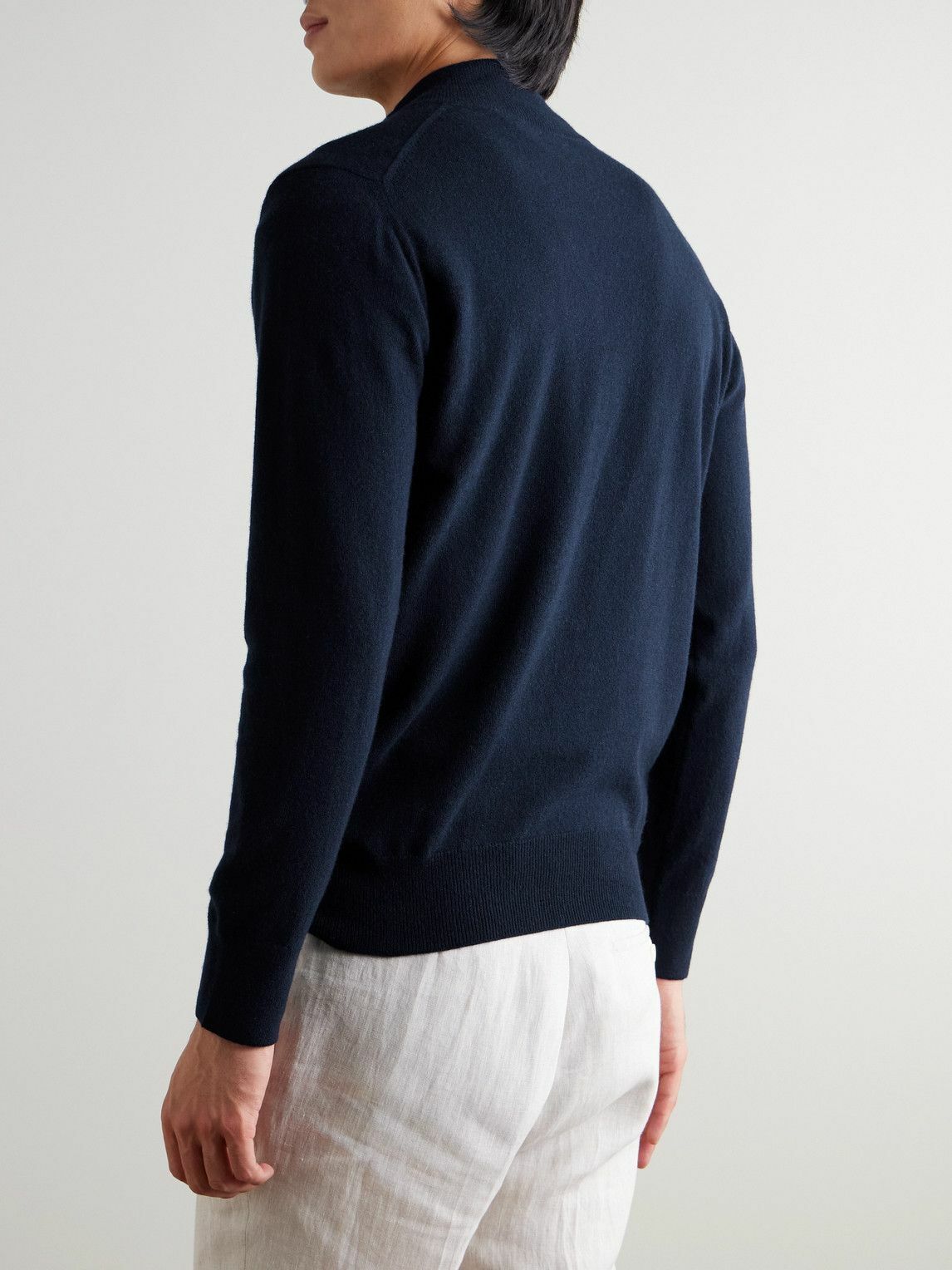 Kingsman - Wade Merino Wool and Cashmere-Blend Half-Zip Sweater - Blue