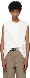 NULLUS White Slit Cut Sleeveless T-shirt