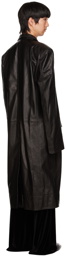 LU'U DAN Black Oversized Tailored Leather Coat