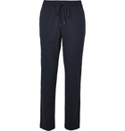 Barena - Navy Tapered Wool-Blend Seersucker Drawstring Trousers - Blue