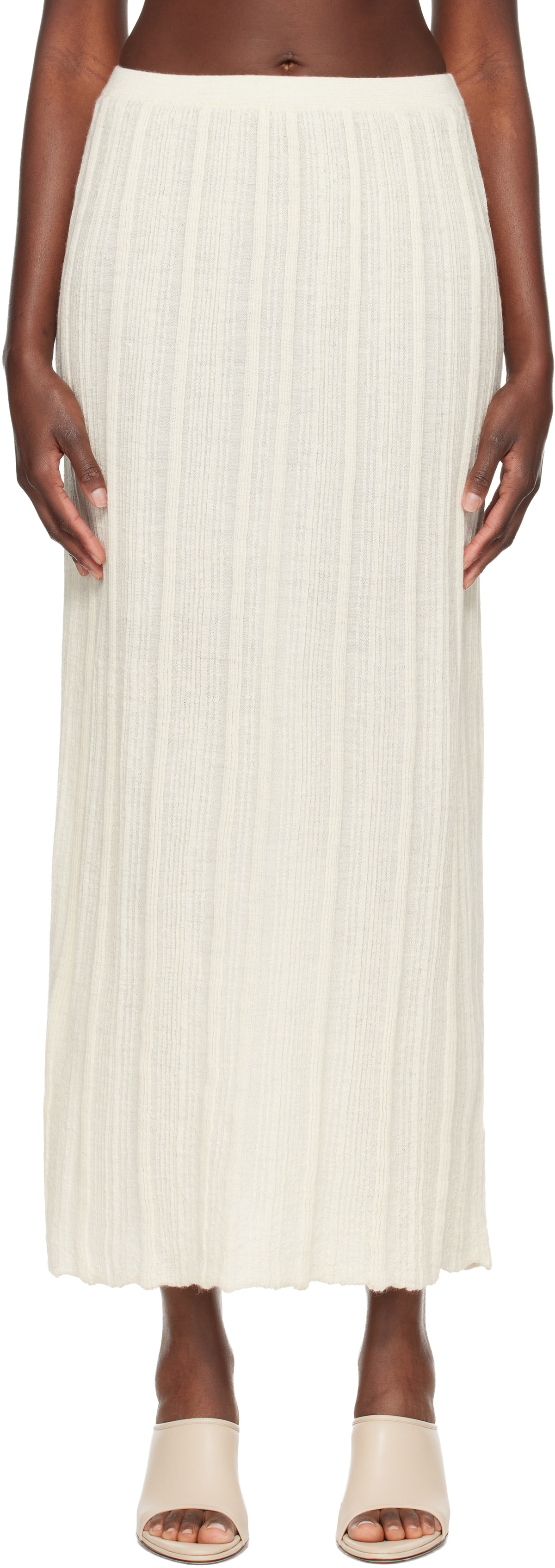Lauren Manoogian Off-White Plisse Maxi Skirt