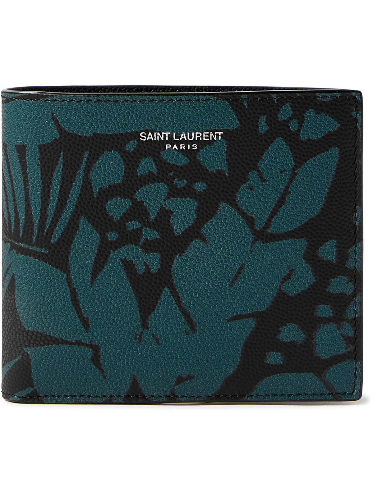 SAINT LAURENT Logo-Print Pebble-Grain Leather Billfold Wallet for Men