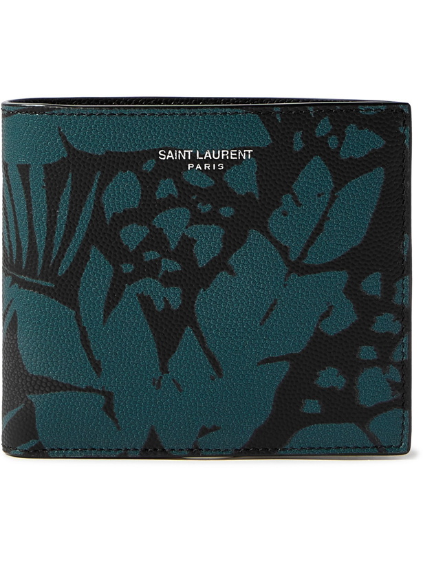 Photo: SAINT LAURENT - Printed Pebble-Grain Leather Billfold Wallet - Black