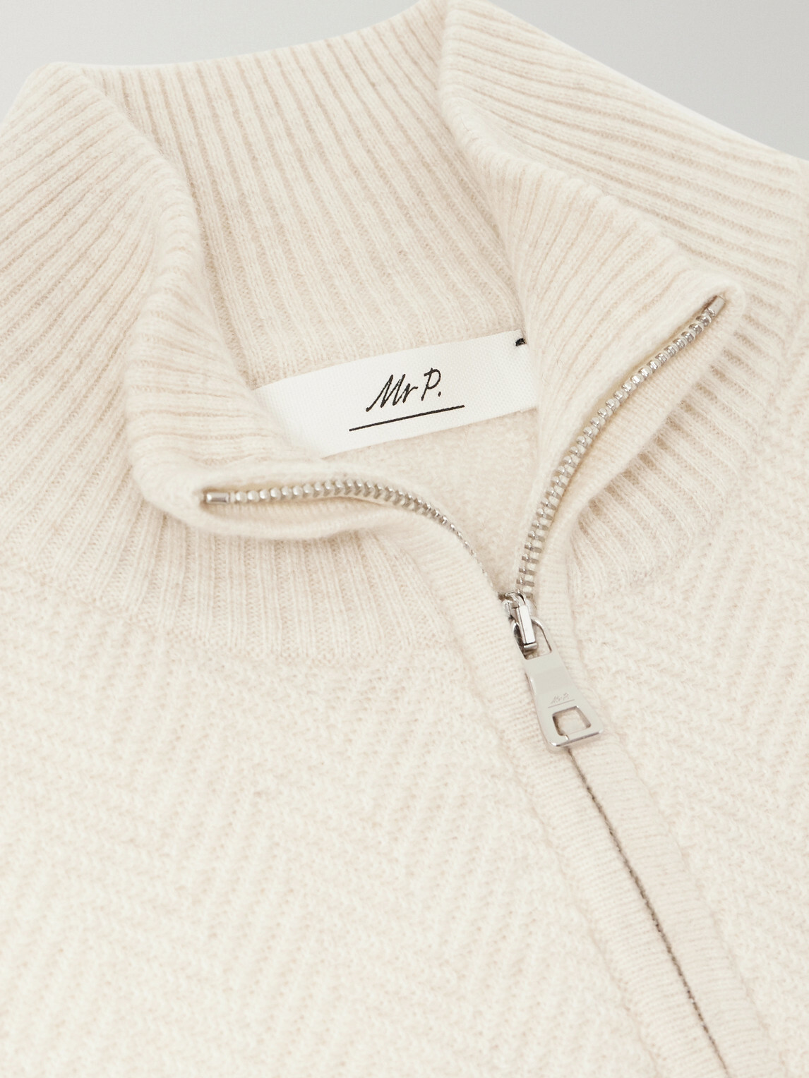 Mr P. - Wool and Cashmere-Blend Half-Zip Sweater - Neutrals