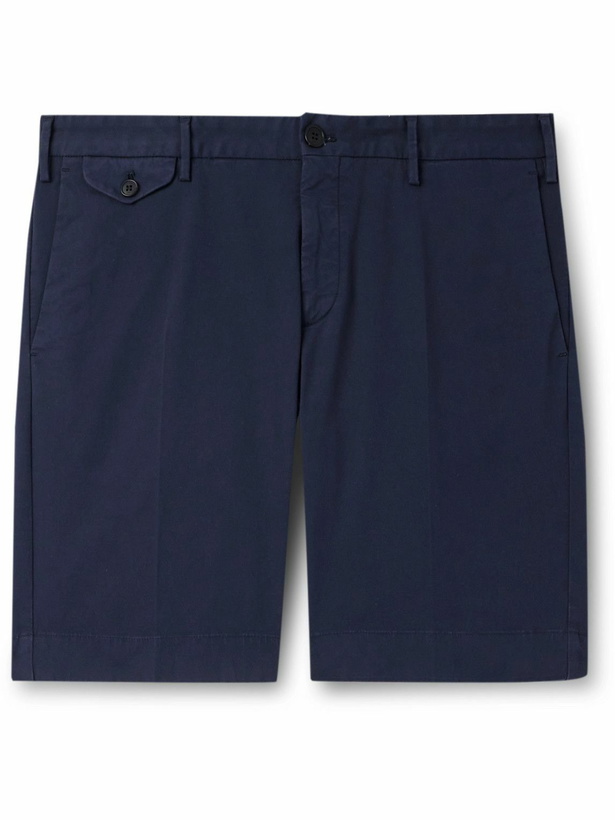 Photo: Incotex - Venezia 1951 Slim-Fit Straight-Leg Cotton-Blend Bermuda Shorts - Blue