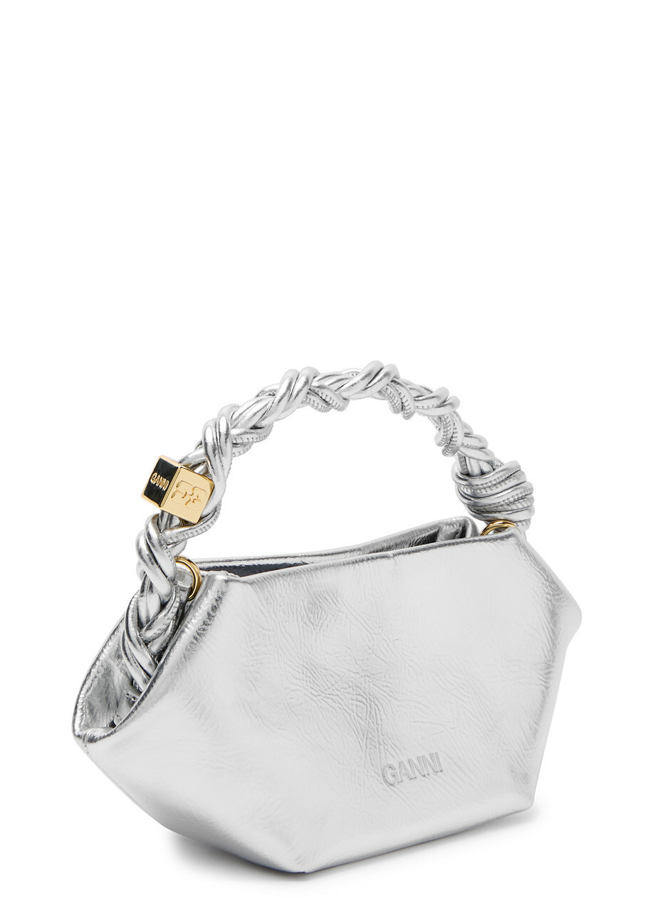Ganni Bou Mini Metallic Leather Cross-body bag - Silver