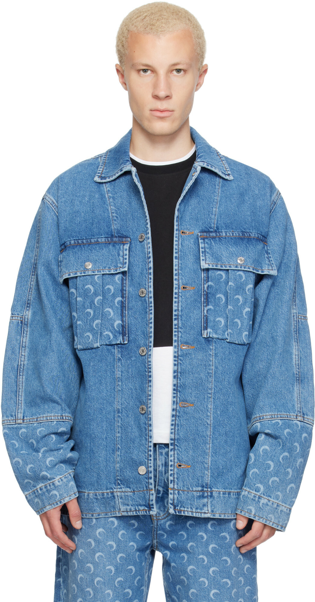 Marine Serre Blue Denim Trucker Jacket