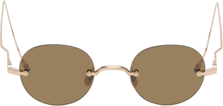 Photo: Thom Browne Gold Titanium Rimless Round Sunglasses