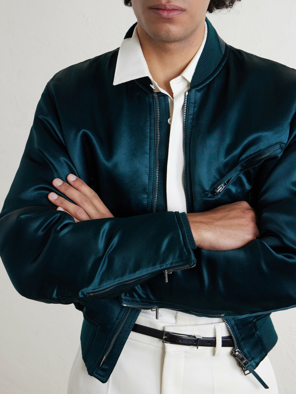 TOM FORD - Satin Bomber Jacket - Green