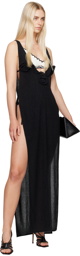 Magda Butrym Black High Leg Midi Dress