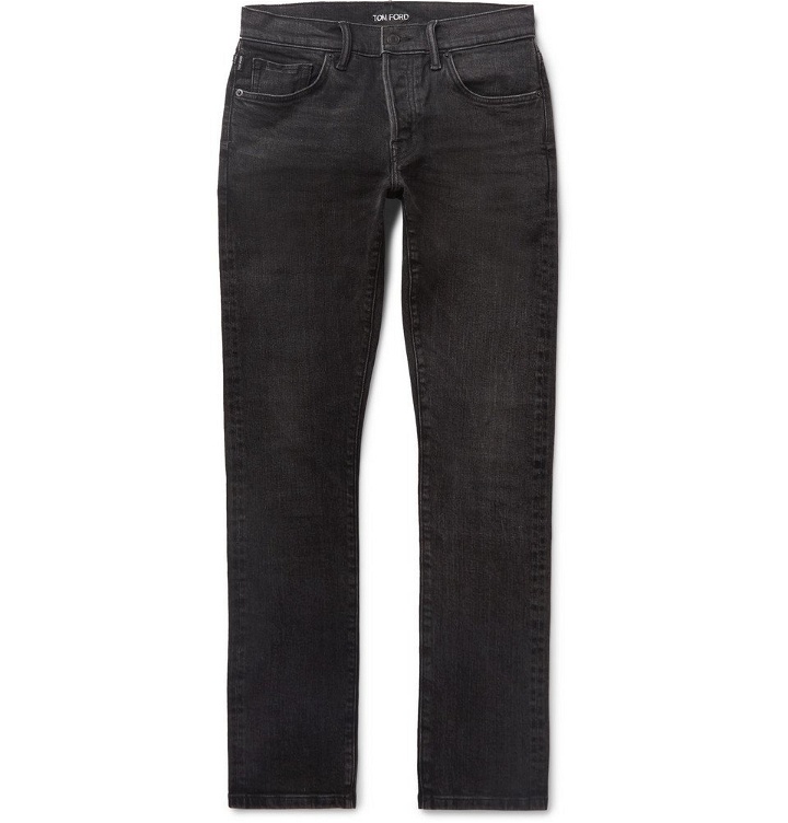 Photo: TOM FORD - Slim-Fit Washed Selvedge Denim Jeans - Men - Charcoal