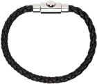 Salvatore Ferragamo Black Braided Leather Bracelet