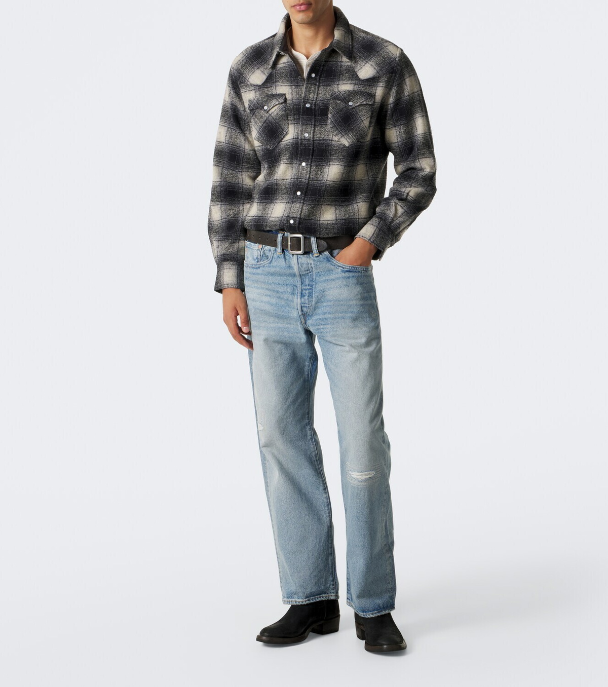RRL Plaid wool-blend flannel shirt