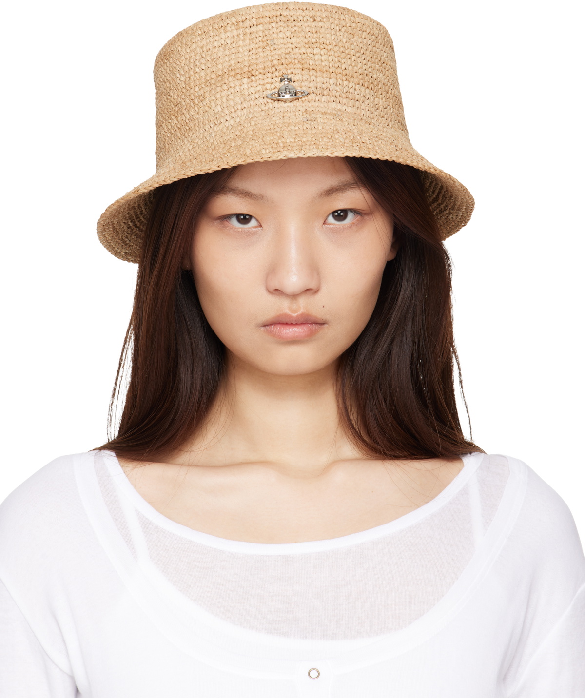 Vivienne Westwood Beige Raffia Bucket Hat