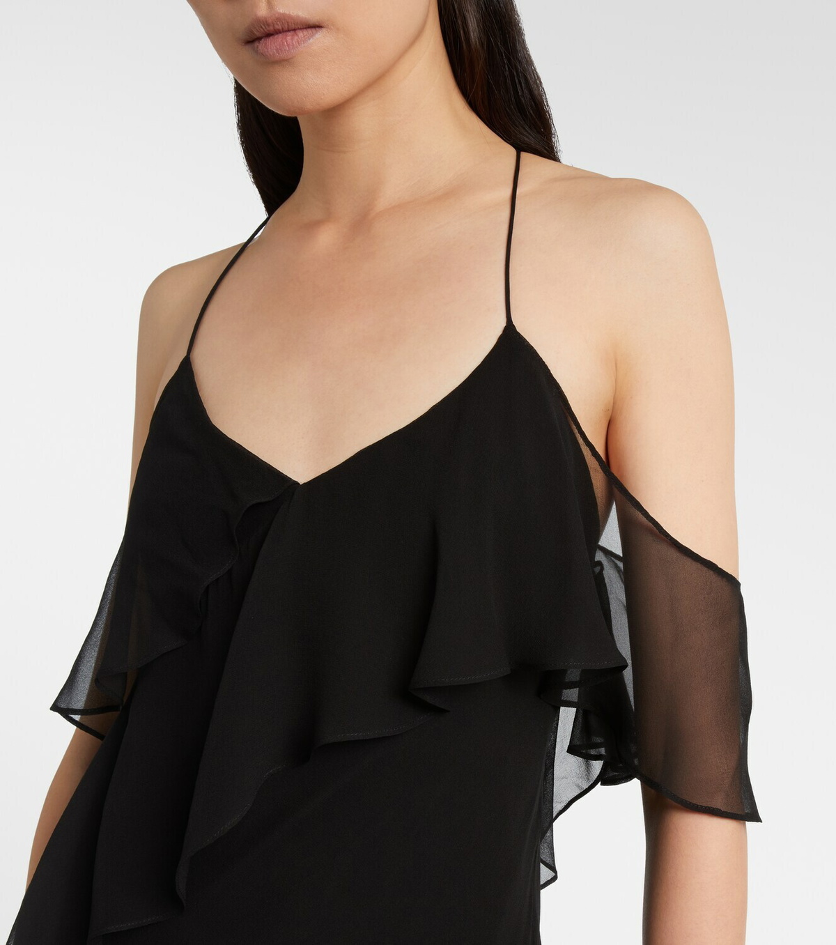 The Sei Ruffled silk chiffon maxi dress