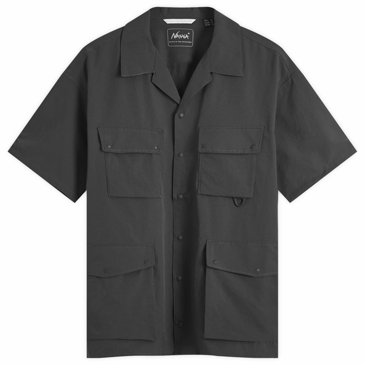 Photo: Nanga Men's Dot Air Utility Pocket Short Sleeve Shirt in Black