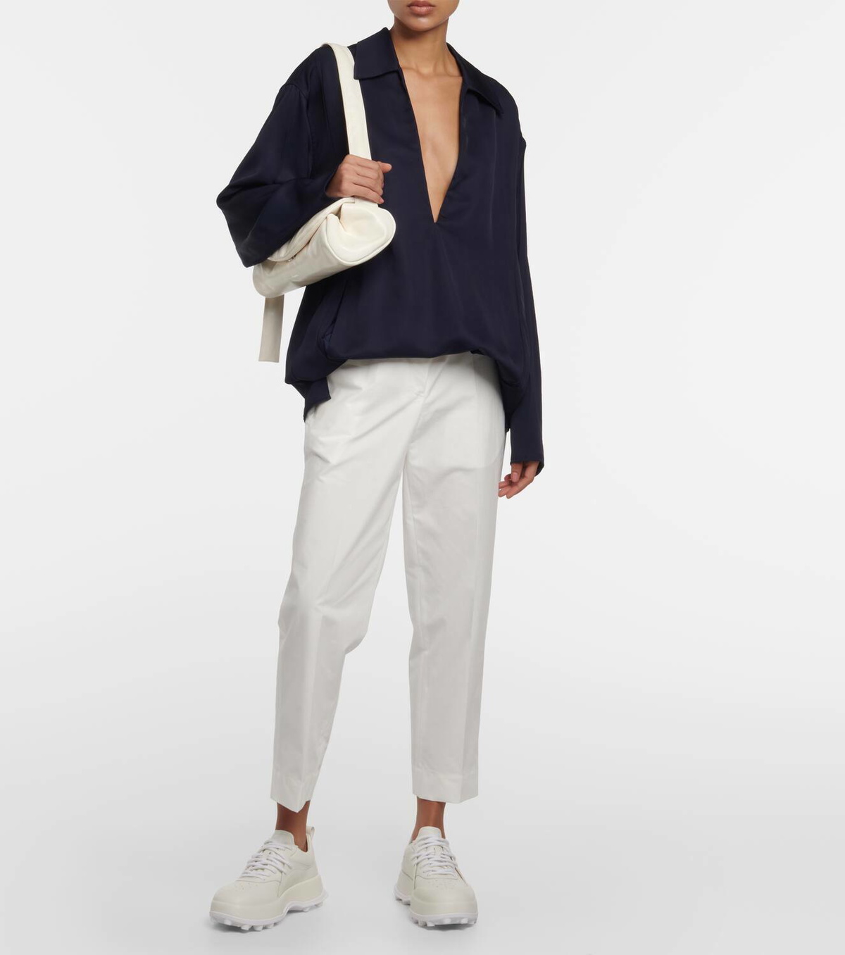 【Jil Sander】 Croppedコットンストレートパンツ Jil Sander Cropped cotton straight pants Jil Sander