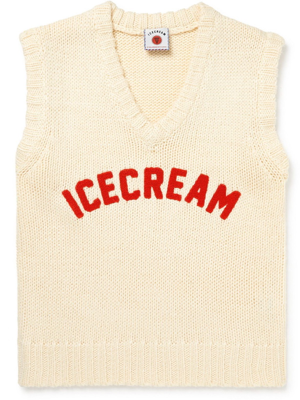 Photo: ICECREAM - Appliquéd Knitted Sweater Vest - Neutrals