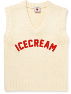 ICECREAM - Appliquéd Knitted Sweater Vest - Neutrals