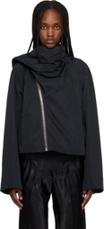 Rick Owens Black Temple Cropped Scarf Flight Jacket