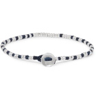 Mikia - Silk and Silver-Tone Beaded Bracelet - Blue
