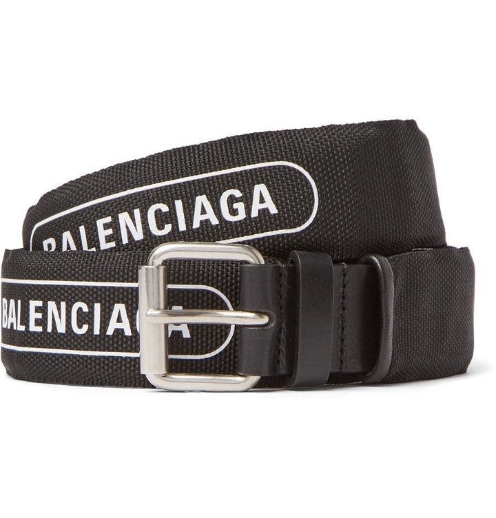 Photo: Balenciaga - 3cm Black Logo-Print Canvas and Leather Belt - Black