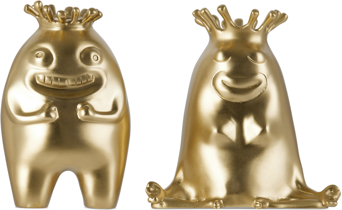 L'OBJET Gold Haas King + Queen Candle Holders