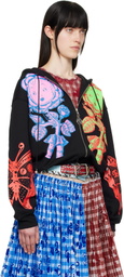 Chopova Lowena Black Double Rose Bud Zip Hoodie