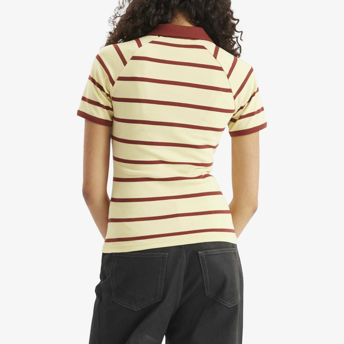 Samsøe Samsøe Women's Saamy Short Sleeve Polo Top in Yellow Brick Stripe