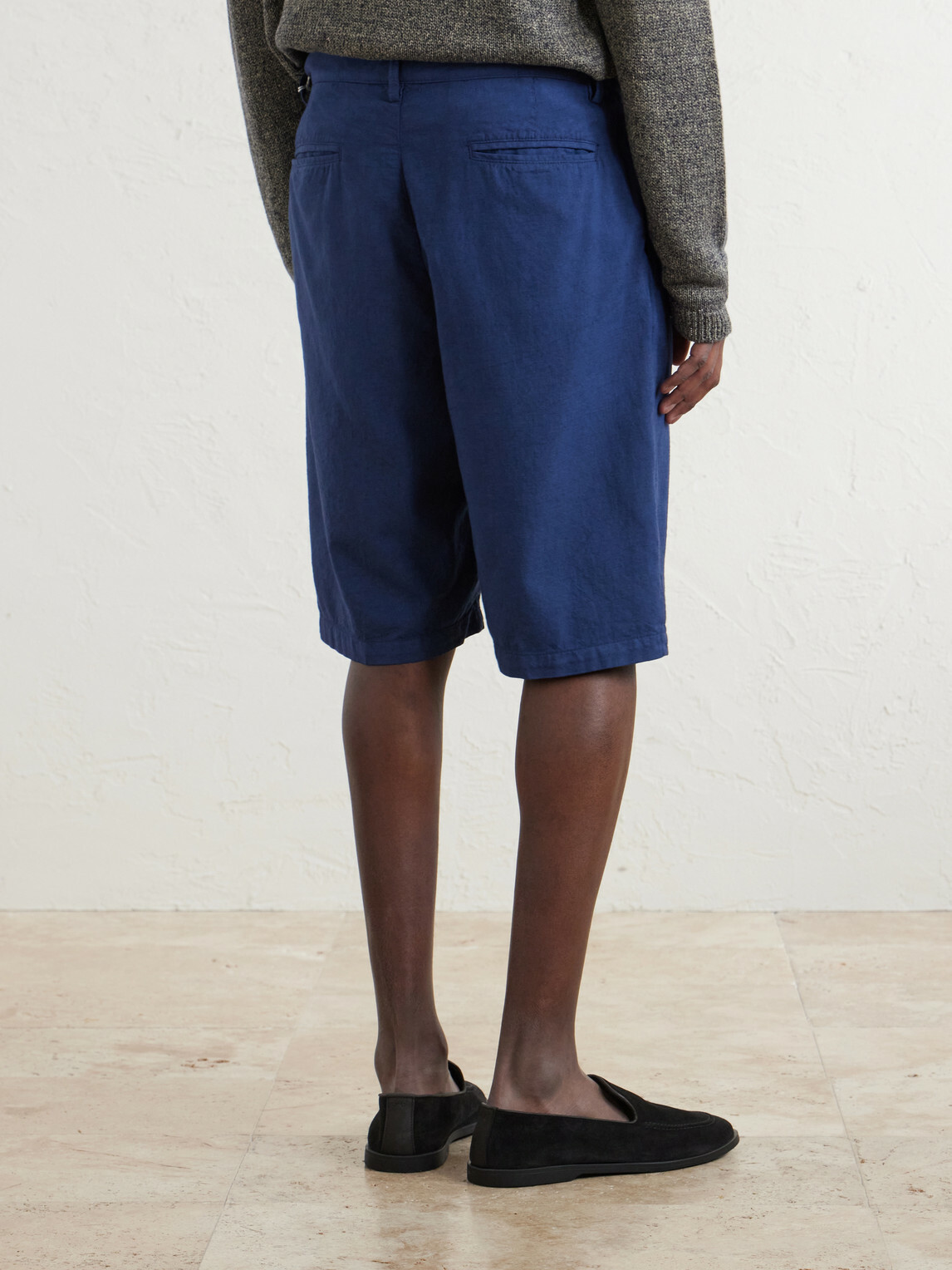 Massimo Alba - Cliff Straight-Leg Pleated Cotton Bermuda Shorts - Blue