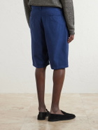 Massimo Alba - Cliff Straight-Leg Pleated Cotton Bermuda Shorts - Blue