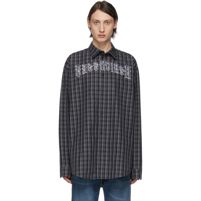 Photo: Balenciaga Black and White Check Tattoo Normal Fit Shirt