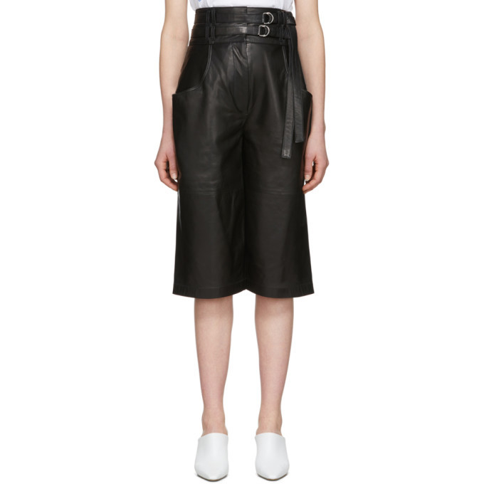 Proenza Schouler Black Leather Belted Shorts Proenza Schouler